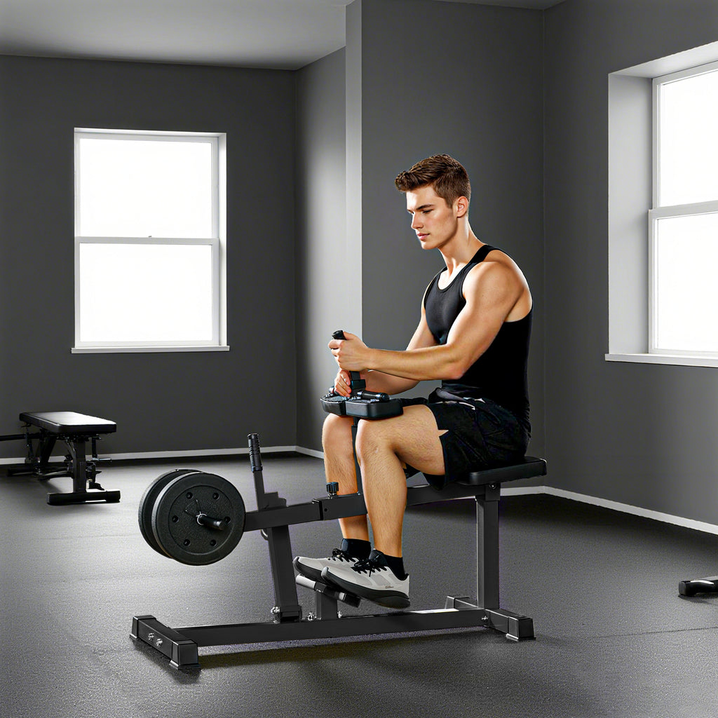 Adjustable Steel Seated Calf Raise Exercise Strength Training Gym Equipment, Black