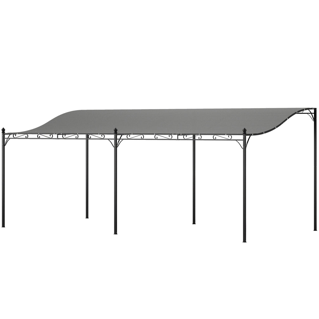 10' x 20' Wall-Mounted Outdoor Pergola Canopy, Metal Patio Canopy with Drainage Holes for Backyard Garden, Dark Gray