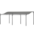 10' x 20' Wall-Mounted Outdoor Pergola Canopy, Metal Patio Canopy with Drainage Holes for Backyard Garden, Dark Gray
