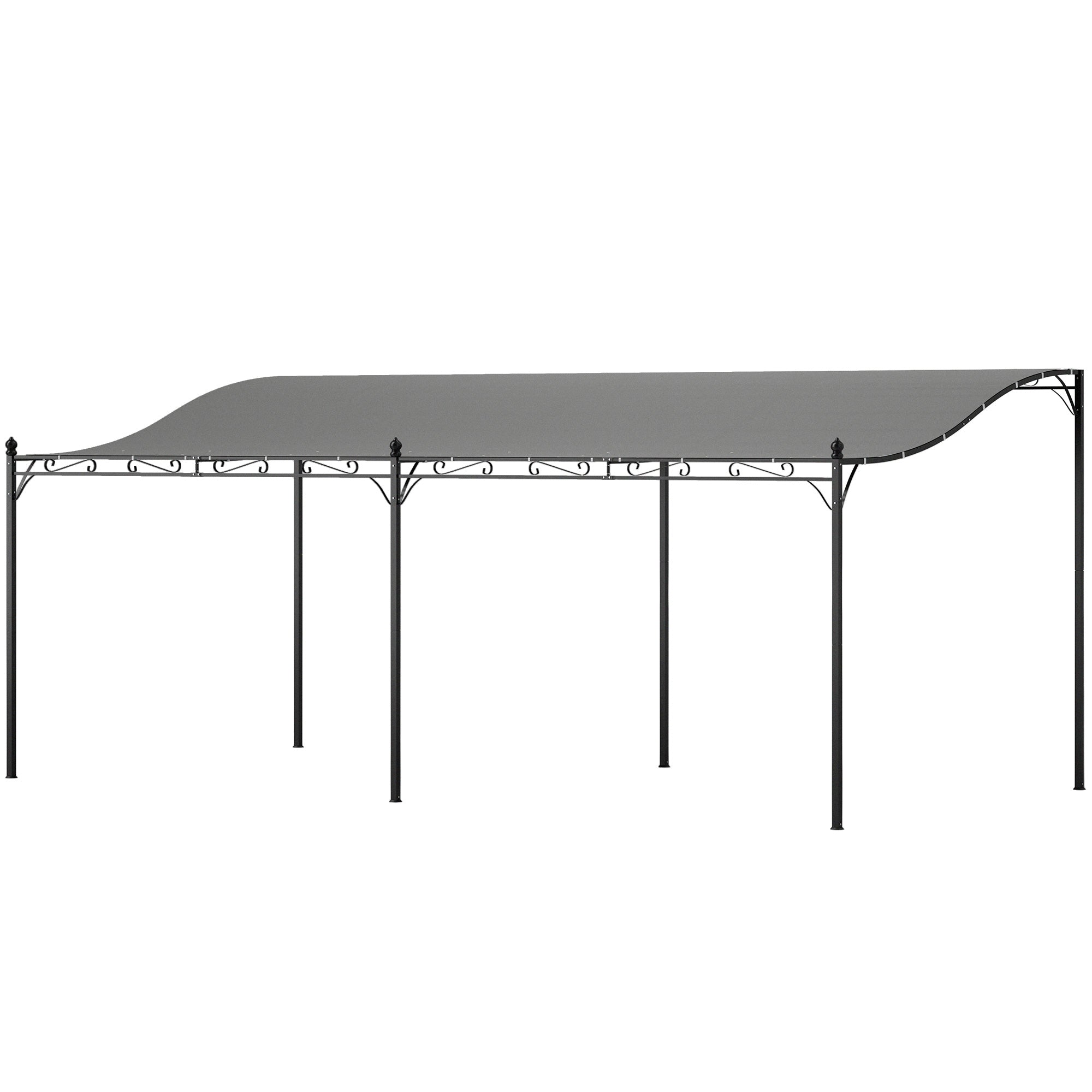 10' x 20' Wall-Mounted Outdoor Pergola Canopy, Metal Patio Canopy with Drainage Holes for Backyard Garden, Dark Gray