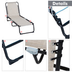 Foldable Chaise Lounge, 3-Position Reclining Back, Portable design and Breathable Mesh for Poolside, Camping, Hiking - Cream White