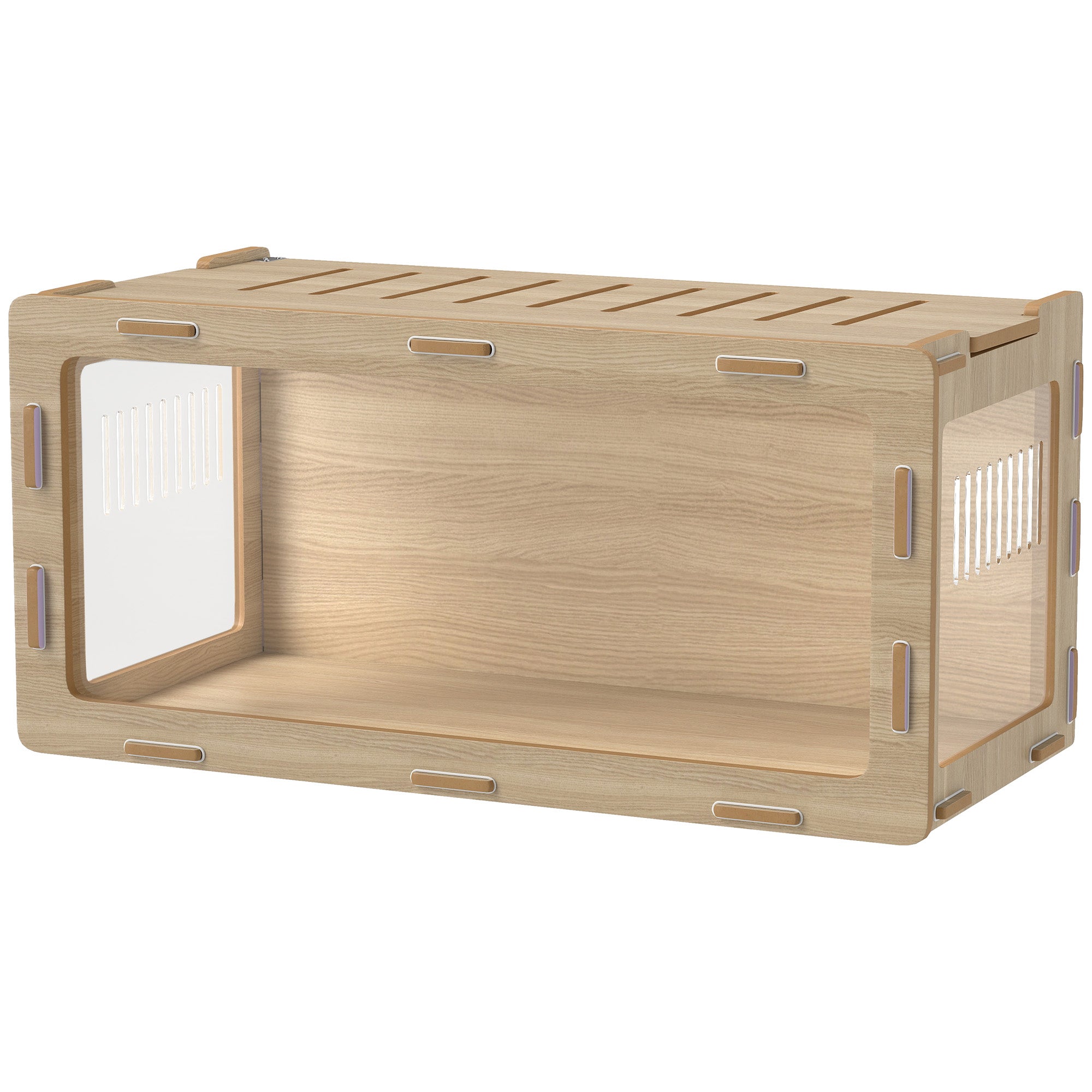 Hamster Cage with Easy View Acrylic Panels, Air Vents & Openable Roof, for Gerbil, Guinea Pig, 39" x 20" x 18.5", Oak