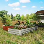 95" x 36" x 12" Galvanized Raised Garden Bed, Easy DIY and Cleaning for Growing Flowers, Herbs, Succulents, Silver