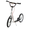 Youth Scooter Kick Scooter for Kids 5+ with Adjustable Handlebar Front and Rear Dual Brakes Inflatable Wheels, White