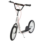 Youth Scooter Kick Scooter for Kids 5+ with Adjustable Handlebar Front and Rear Dual Brakes Inflatable Wheels, White