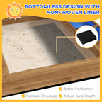 Wooden Sandbox with Canopy, House Design for 3-7 Years Old, Brown
