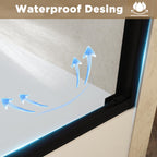 Double Sliding Shower Door with Explosion-Proof Safety Film and Stainless Steel Long Handle, Panel for Bathroom, 60" L x 0.5" W x 60" H, Matt Black
