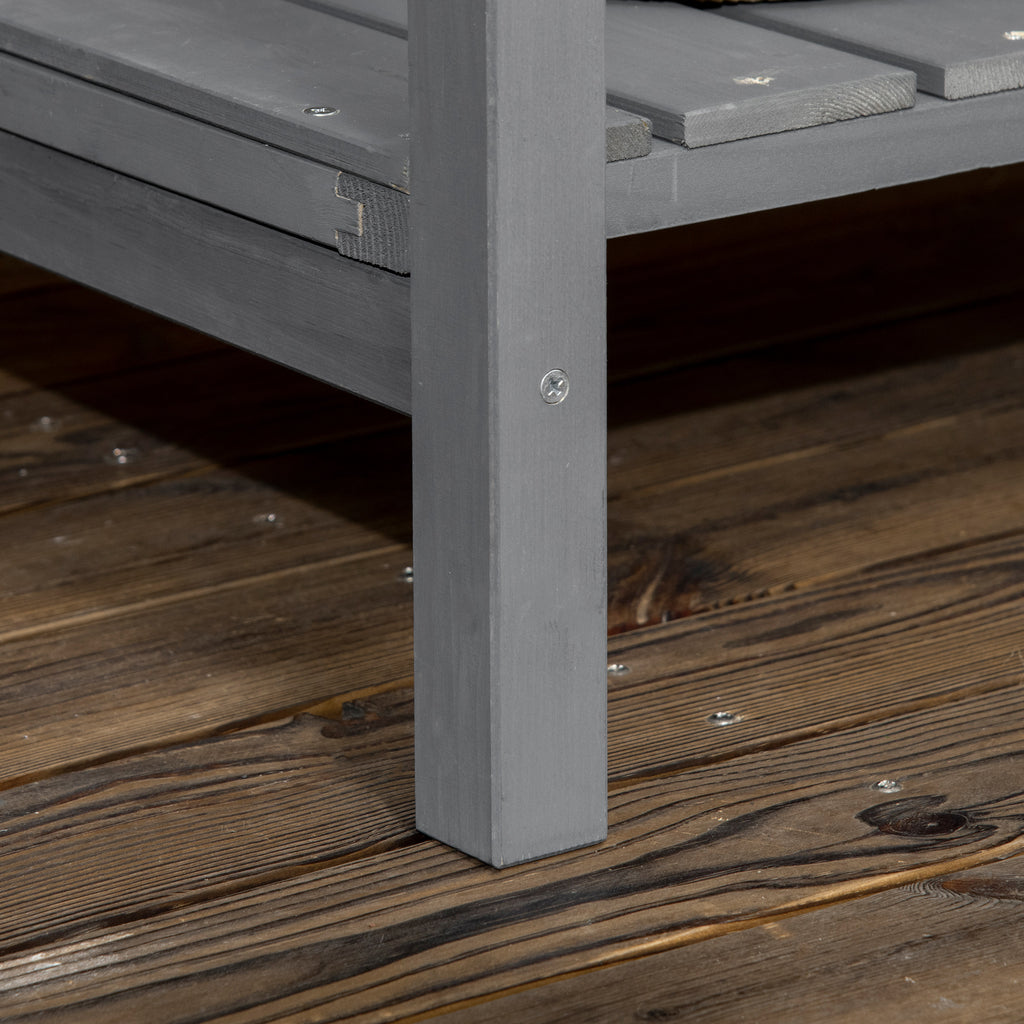 Wooden Raised Garden Bed, Elevated Planter Box Stand with 8 Slots and Open Shelf, Dark Gray