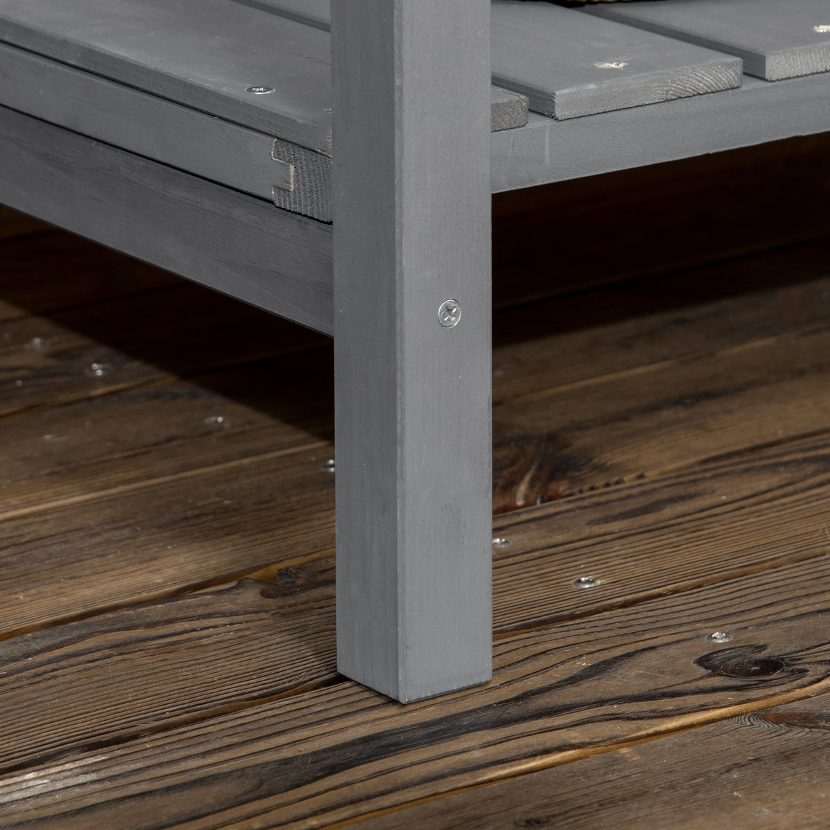 Wooden Raised Garden Bed, Elevated Planter Box Stand with 8 Slots and Open Shelf, Dark Gray