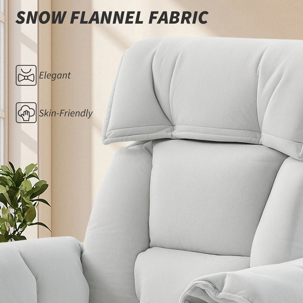 High Back Office Chair, Reclining Desk Chair with Footrest, High Resilience Foam, Rolling Wheels, Cream White