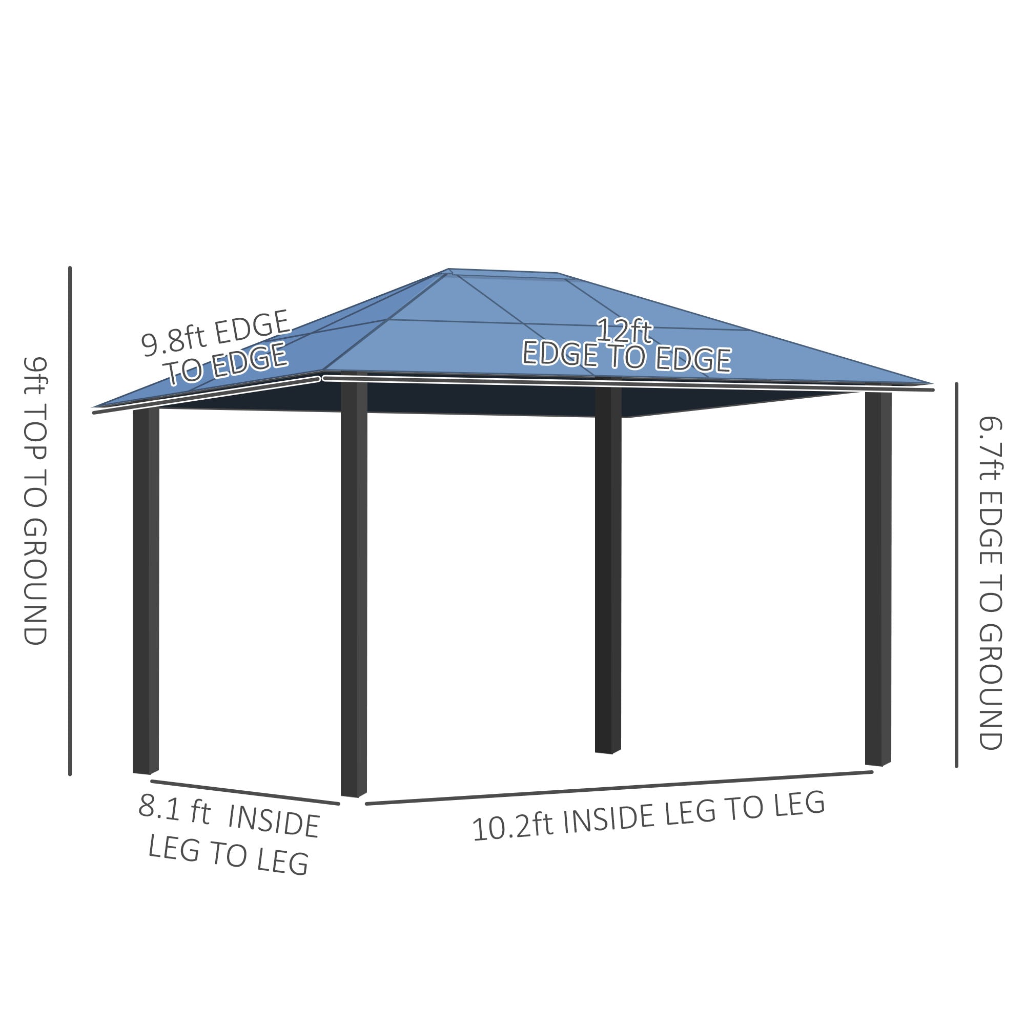 10' x 12' Hardtop Gazebo Canopy with Polycarbonate Roof, Aluminum Frame, Permanent Pavilion Outdoor Gazebo with Curtains for Patio, Garden, Backyard, Deck, Lawn, Dark Brown, Off-White