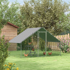 Large Chicken Coop Metal Chicken Run with Waterproof and Anti-UV Cover, Spire Shaped Walk in Fence Cage Hen House for Outdoor and Yard Farm Use, 1" Tube Diameter, 9.8' x 6.6' x 6.6'