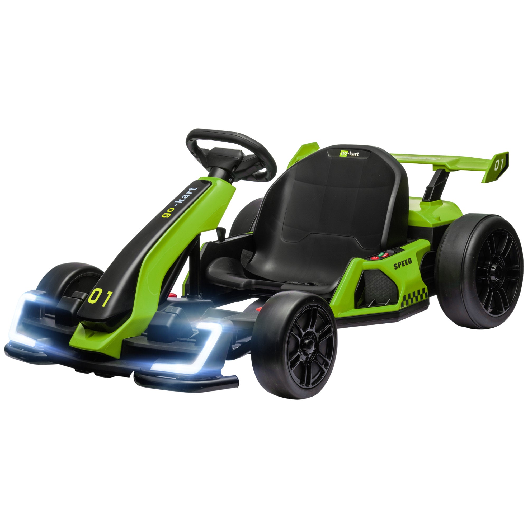 24V 7.5 MPH Electric Go Kart with Adjustable Seat, Slow Start, Green