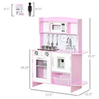 Pretend Play Kitchen with Sound Effects and Stove Lights, Kids Kitchen Playset with Storage, Water Dispenser Preschool & Kindergarten Gift for 3-6 Years Old, Pink