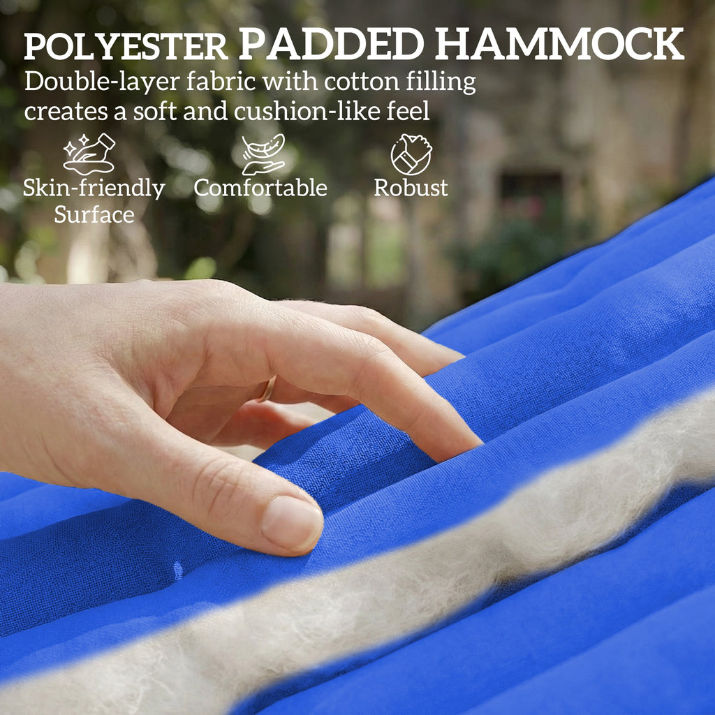 Outdoor Hammock 2-Person, with Pillow & Pad, 440 lbs Capacity, Navy Blue