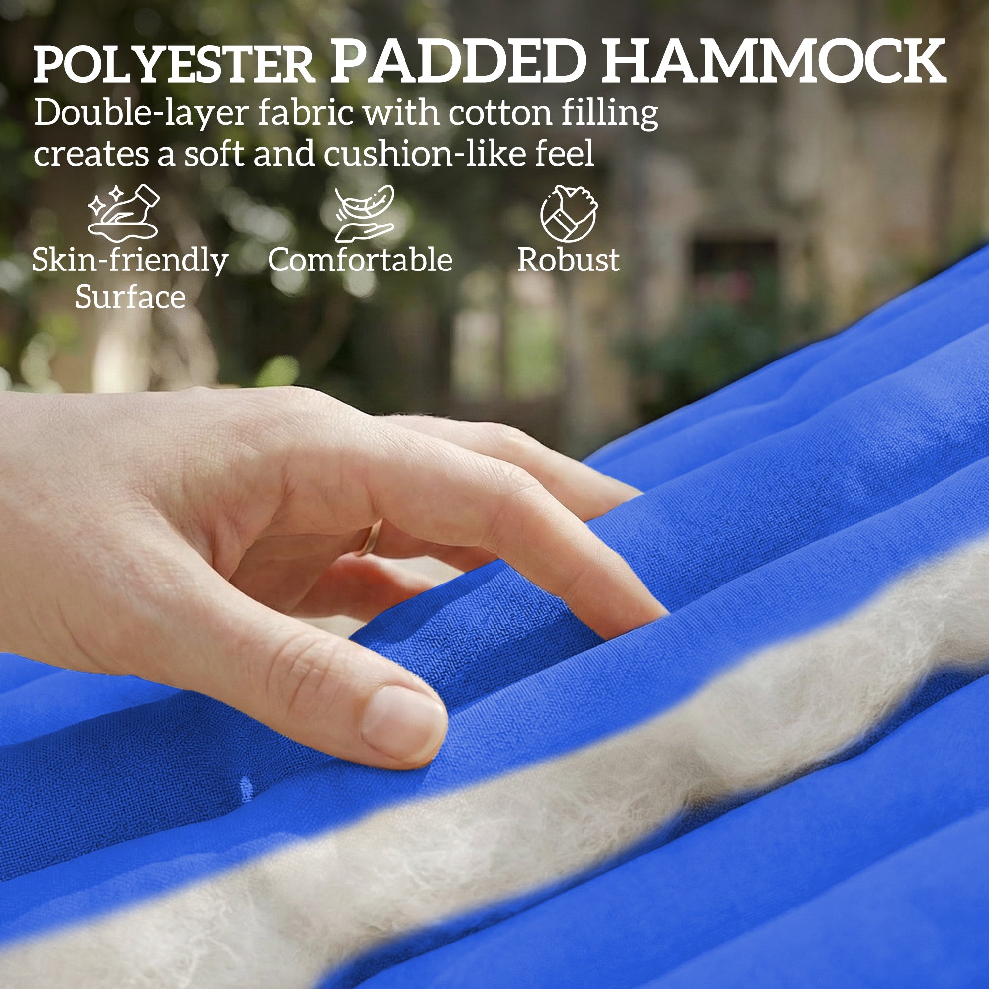 Outdoor Hammock 2-Person, with Pillow & Pad, 440 lbs Capacity, Navy Blue