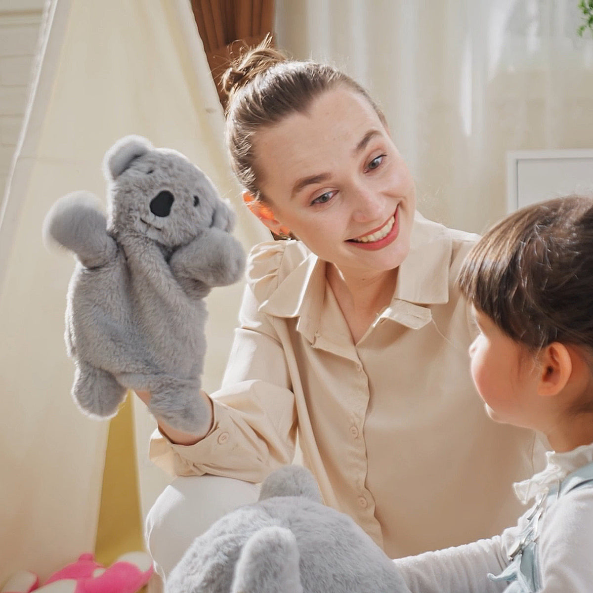 Kids Ride-On Rocking Horse, Koala-shaped Rocker with Realistic Sounds for Children 18-36 Months, Gray