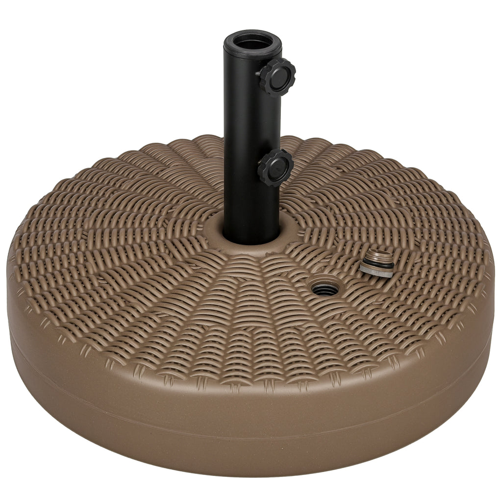 Umbrella Stand for 1.5" or 2" Umbrella Poles, Round Fillable Umbrella Base for Outdoor, Lawn, Deck, Brown