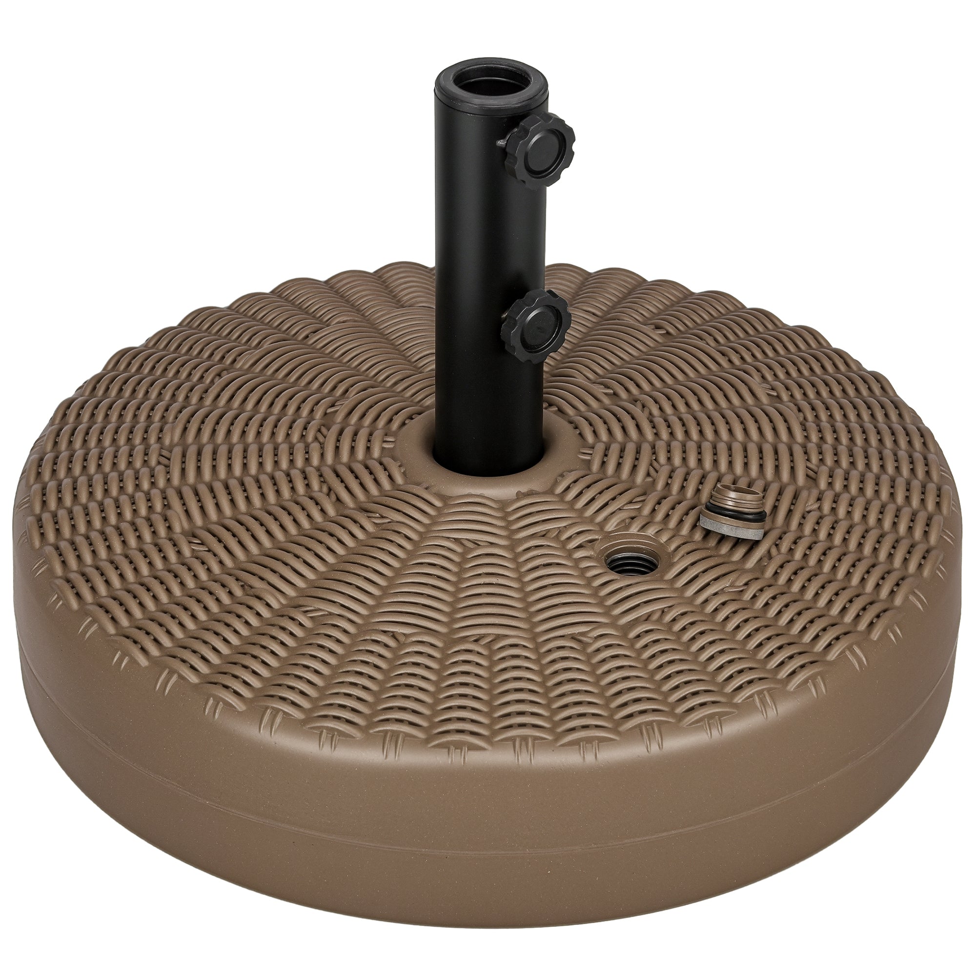 Umbrella Stand for 1.5" or 2" Umbrella Poles, Round Fillable Umbrella Base for Outdoor, Lawn, Deck, Brown