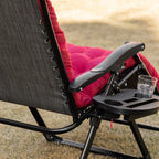 Padded Zero Gravity Chair, Folding Recliner Chair with Cup Holder Cushion, Red