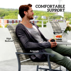 Wicker Rattan Swivel Patio Glider Chair Set of 2, Outdoor Glider Chair with Steel Frame, High Back, Armrests, Yellow