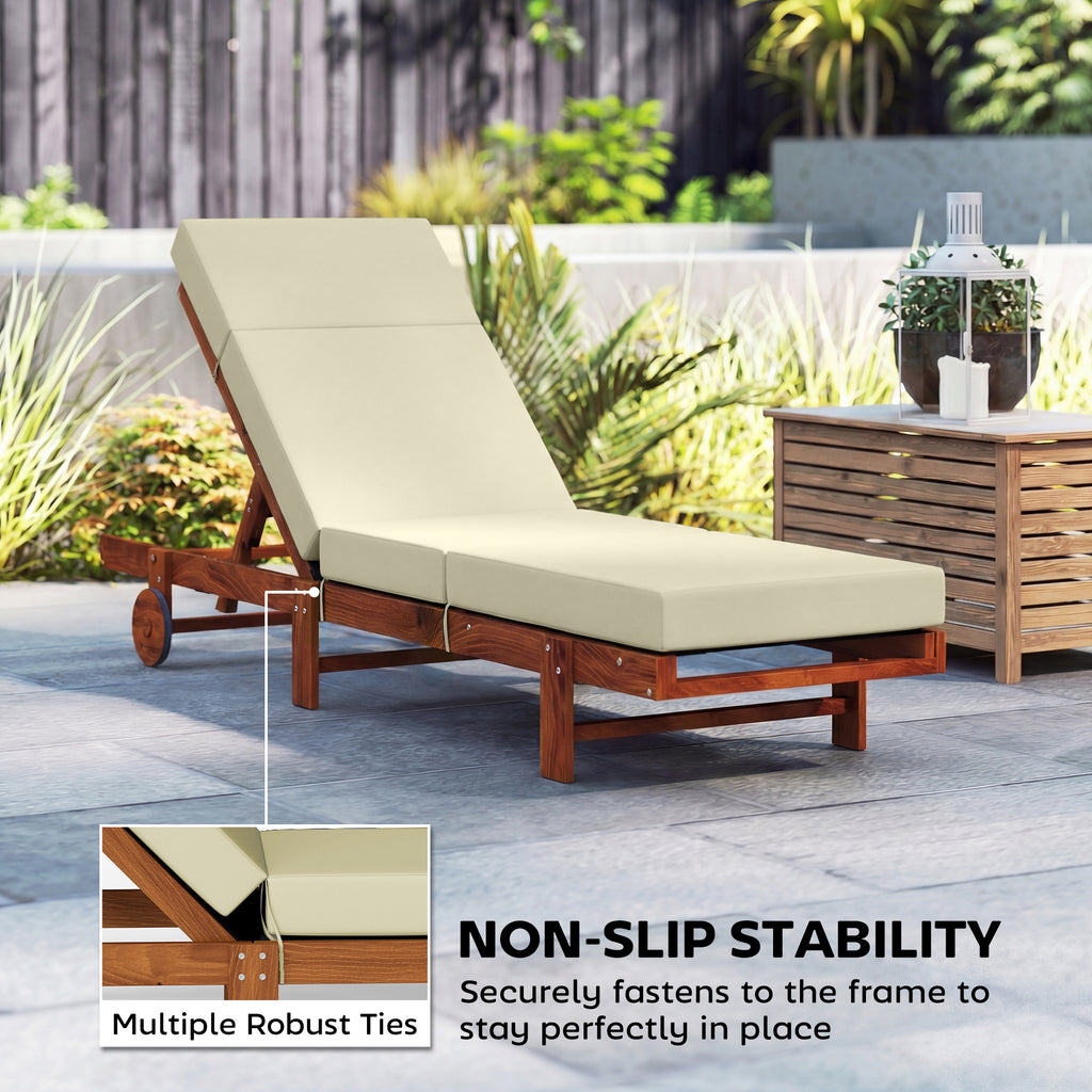 Chaise Lounge Cushion, 4" Thick Outdoor Lounge Chair Cushions with Ties for Patio, 26" x 80", Cream White