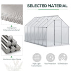 12' x 6' x 6.5' Polycarbonate Greenhouse with Aluminum Frame, Walk-in Heavy Duty Green House with Adjustable Roof Vent, Rain Gutter and Sliding Door for Winter, Silver