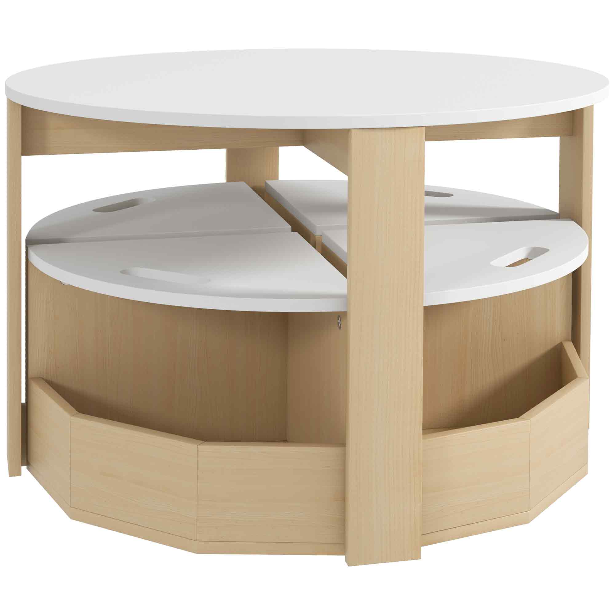 5 Piece Kids Table and Chairs Set with Storage for Art, Craft, Drawing, Playroom, Classroom, Nursery, White