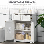 Freestanding Bathroom Storage Cabinet, Floor Cabinet with 2 Drawers, Adjustable Shelf, for Bathroom, Living Room or Entryway, White