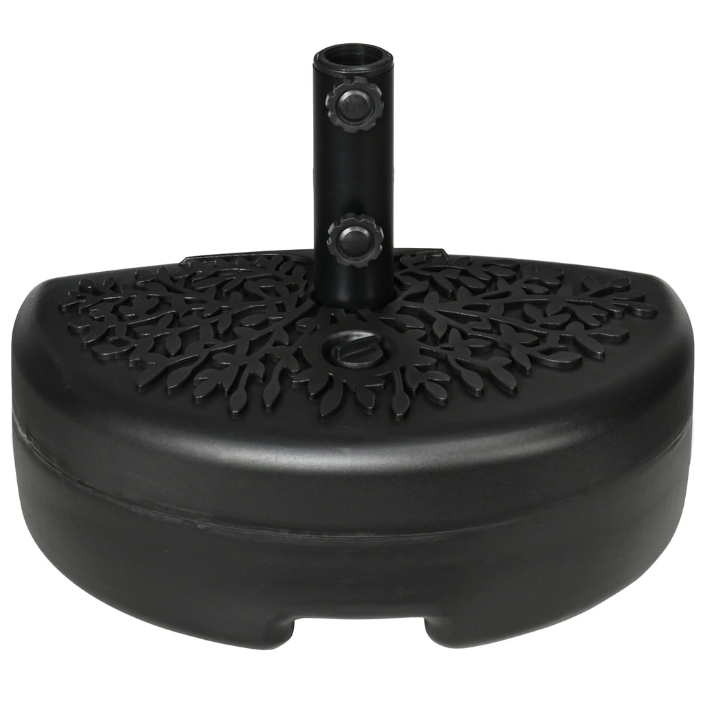 Half Round Umbrella Base, Sand or Water Filled Half Patio Umbrella Stand Holder for Lawn, Deck, Backyard and Garden, 40lb Capacity Water or 46lb Capacity Sand, Fit 1.5"or 2" Pole, Black