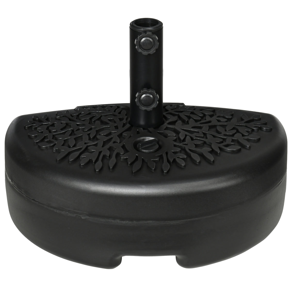 Half Round Umbrella Base, Sand or Water Filled Half Patio Umbrella Stand Holder for Lawn, Deck, Backyard and Garden, 40lb Capacity Water or 46lb Capacity Sand, Fit 1.5"or 2" Pole, Black