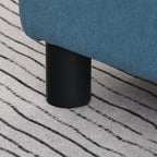 Ottoman Foot Rest, Small Foot Stool with Linen Fabric Upholstery and Plastic Legs, Cube Ottoman for Living Room, Blue