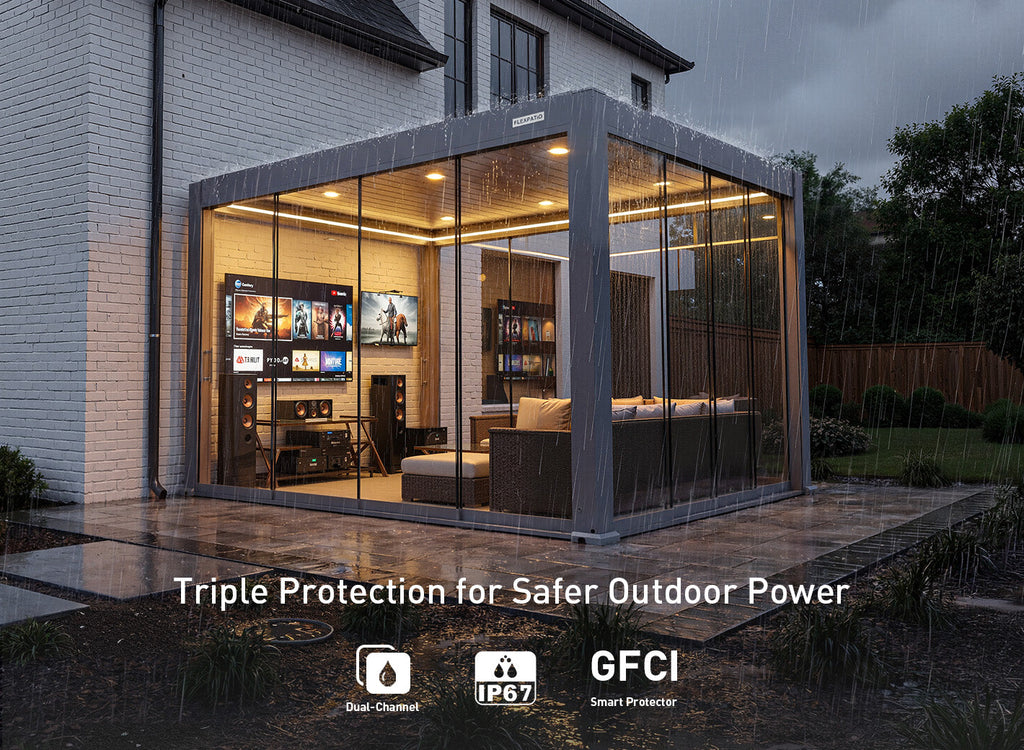 POWER+ PRO Gen 2 Motorized Pergola – 13' x 20' (6-Post) White, 6063-T5 Aluminum, Motorized Louvers, LED Lighting, IP68 Outlets