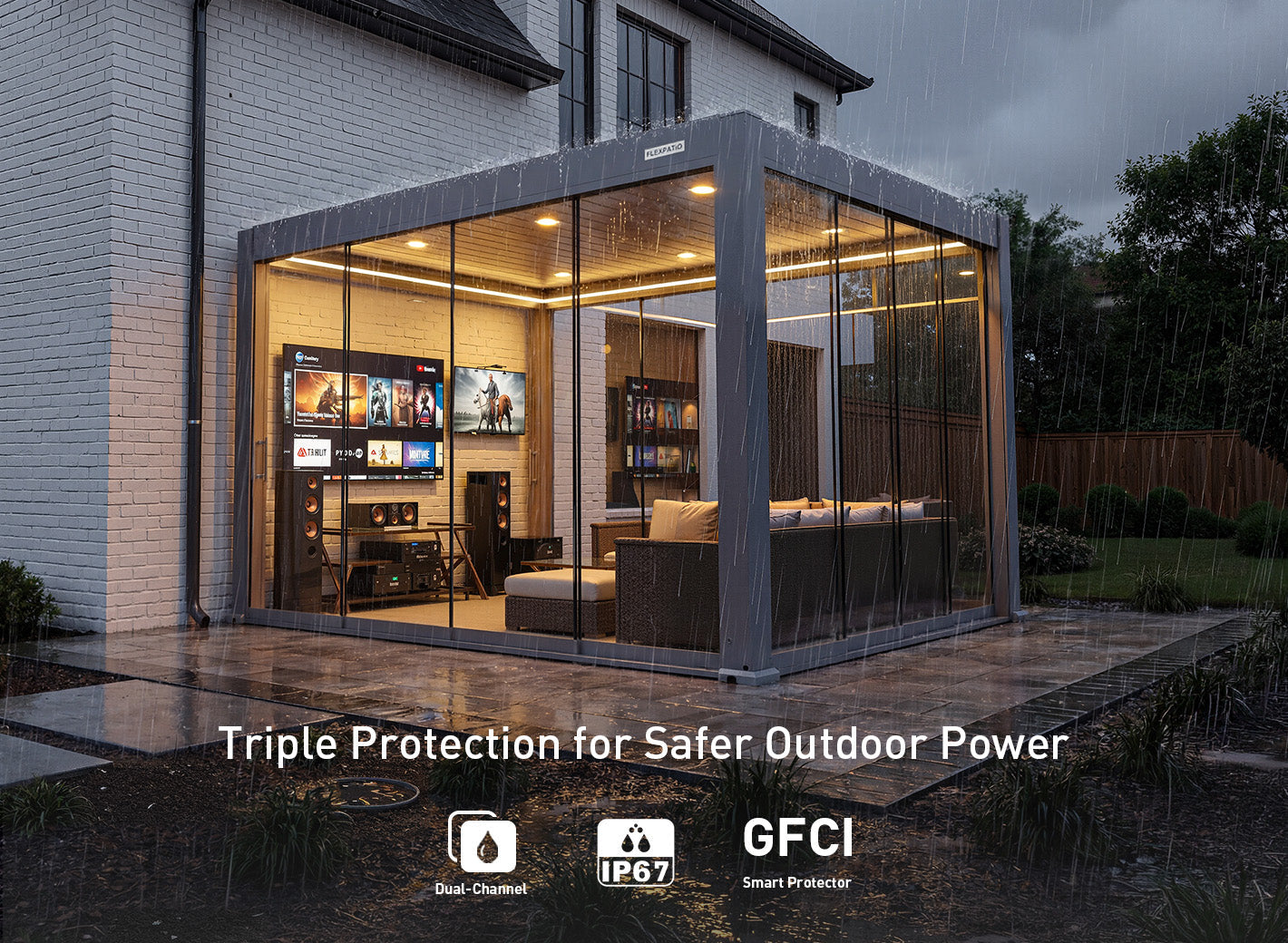 POWER+ PRO Gen 2 Motorized Pergola – 13' x 20' (6-Post) White, 6063-T5 Aluminum, Motorized Louvers, LED Lighting, IP68 Outlets