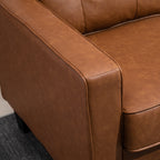 51" Wide Loveseat with Armrest, 2-Seater Tufted PU Leather Double Sofa, Brown