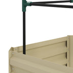 Galvanized Planter Box, 24" x 24" x 73.5" Raised Garden Bed with Tomato Cage for Climbing Vines, Cream