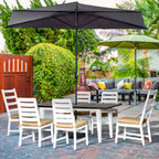Patio Dining Set for 6, Outdoor Furniture Set with a Table & Chairs, Cushions, Umbrella Hole for Garden, Backyard, or Poolside, Beige