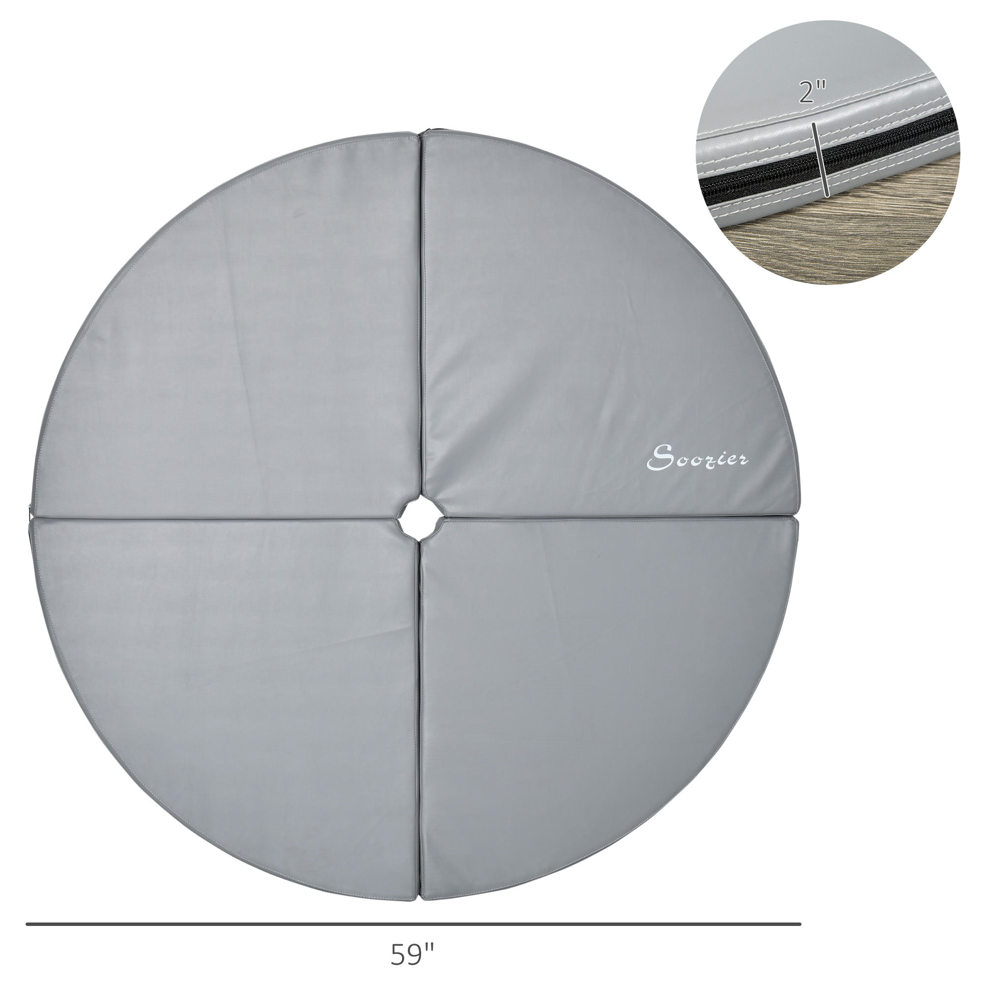 Pole Dance Mat, 2"T x 5'W Folding Pole Crash Mat for Home, Lightweight and Foldable, Gray