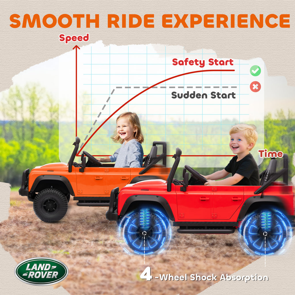 Licensed Electric Car for Kids with Remote Control, Dual Motors, Spring Suspension, LED Lights, Orange
