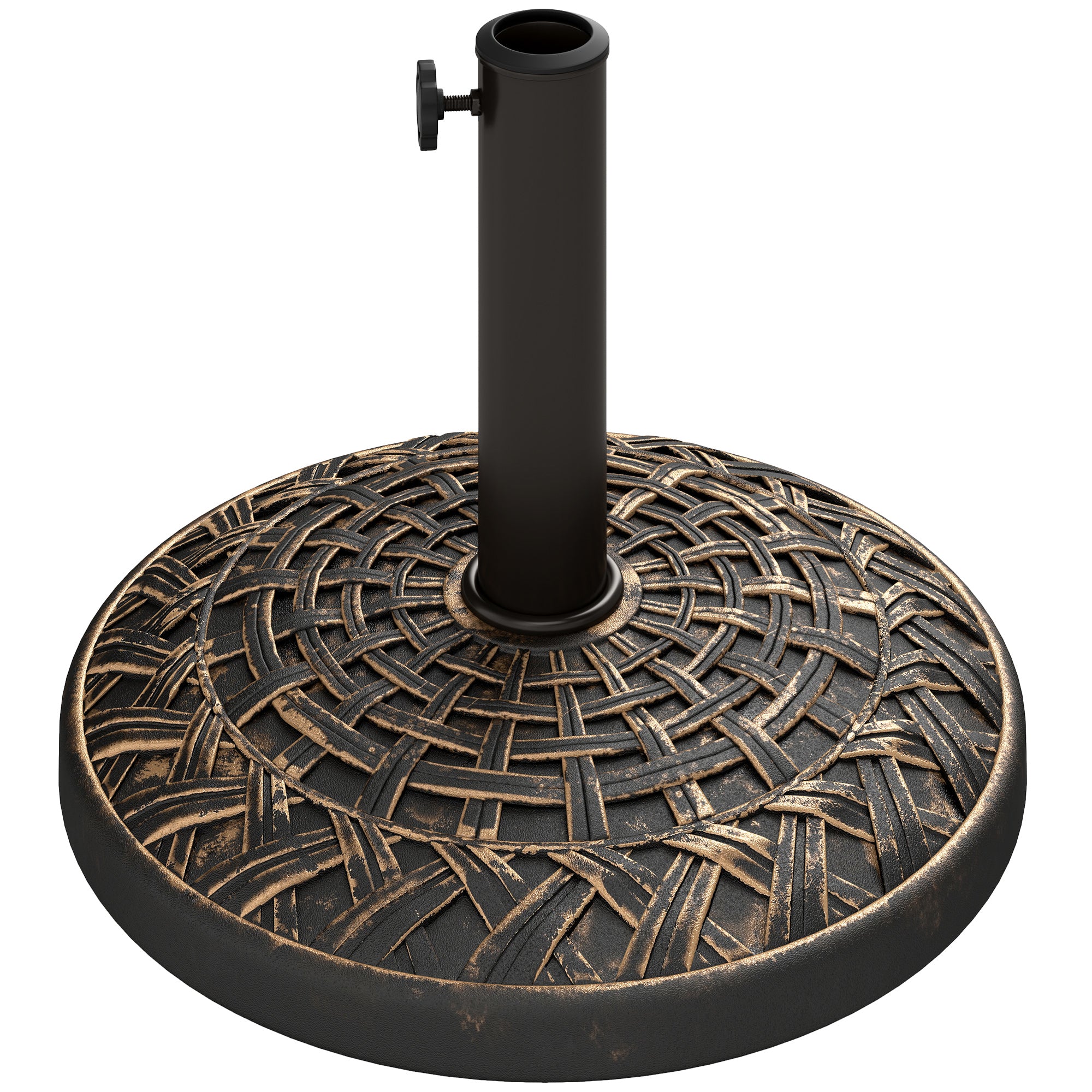 19" Patio Umbrella Base, 26 lbs Concrete Heavy Duty Umbrella Stand, Round Patio Umbrella Holder for 1.5"/1.9" Umbrella Poles for Outdoor, Lawn, Poolside, Bronze