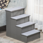 Pet Stairs, Small Dog Steps for Couch Bed with Cushioned Removable Covering, 15.75" x 23.25" x 21.25", Grey
