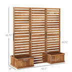 62.5" x 19" x 66" Wood Panel Trellis w/ 4 Planter Box Raised Bed for Garden Natural Wood