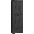 71" Pantry Cabinet, Kitchen Storage Cabinet with Adjustable Shelves, Barn Doors and Drawer for Dining Room, Black