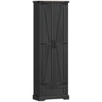 71" Pantry Cabinet, Kitchen Storage Cabinet with Adjustable Shelves, Barn Doors and Drawer for Dining Room, Black