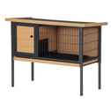 Rabbit Hutch Elevated Bunny Cage Small Animal Habitat with Metal Frame, No Leak Tray, Metal Wire Pan, Openable Water-Resistant Asphalt Roof for Rabbits, Chickens, Ducks, Indoor/Outdoor Natural