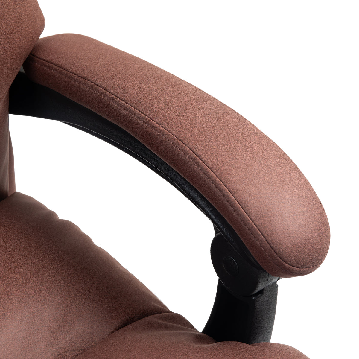 Microfibre Massage Office Chair, Heated Reclining Chair with Footrest, Double-tier Padding, Swivel Wheels, Coffee