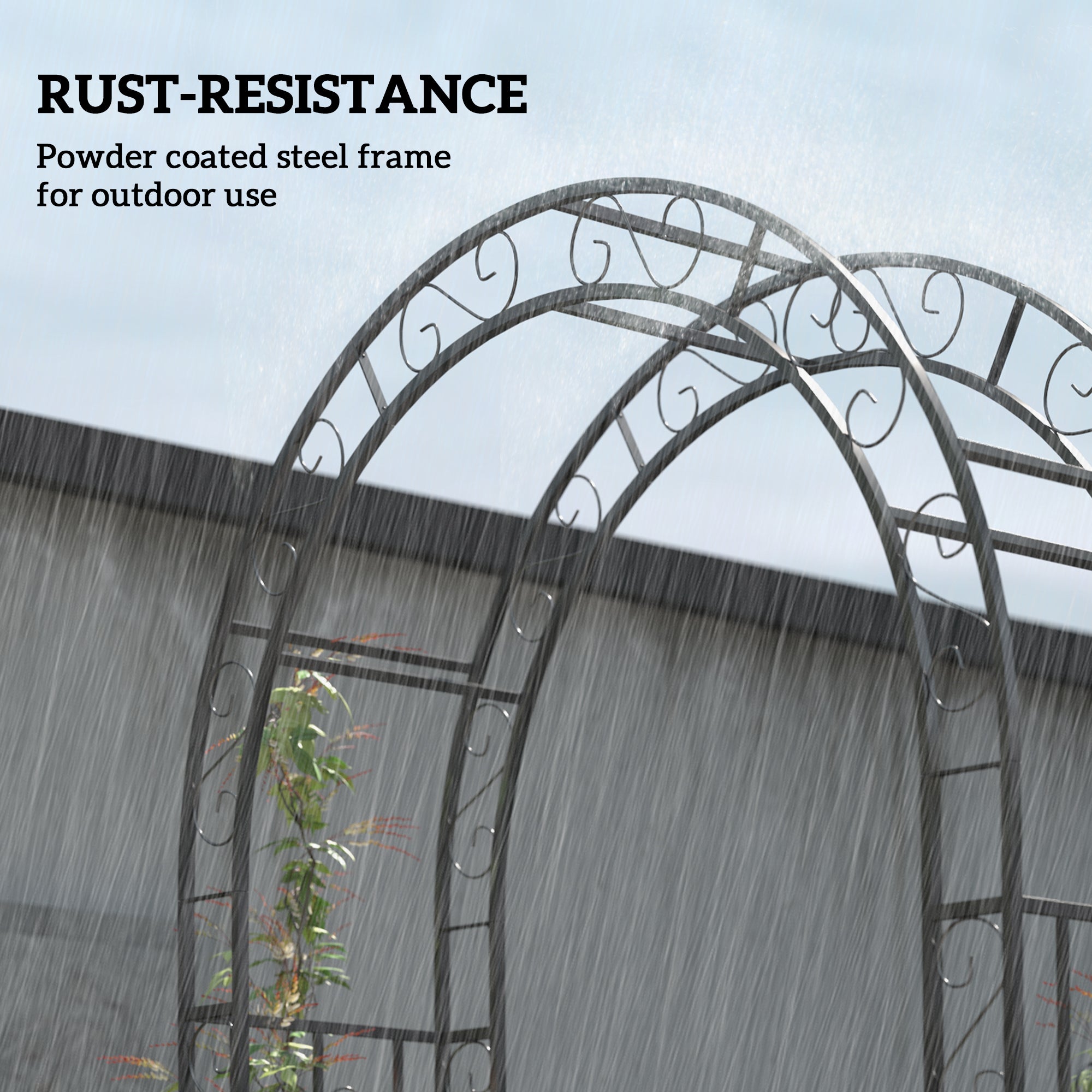 7.4ft Steel Garden Arch with Gate, Garden Arbor Trellis for Climbing Plants, Roses, Vines, Wedding Arch Stand for Outdoor, Garden, Lawn, Backyard, Black