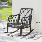 2 Piece Outdoor Wicker Rocking Chairs Rattan Porch Rockers with Cushions, Aluminum Frame for Garden, Patio, Blue