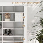 71" Shoe Storage Cabinet with 3 Heights of Open Cubes for 36 Pairs, Narrow Shoe Organizer, White
