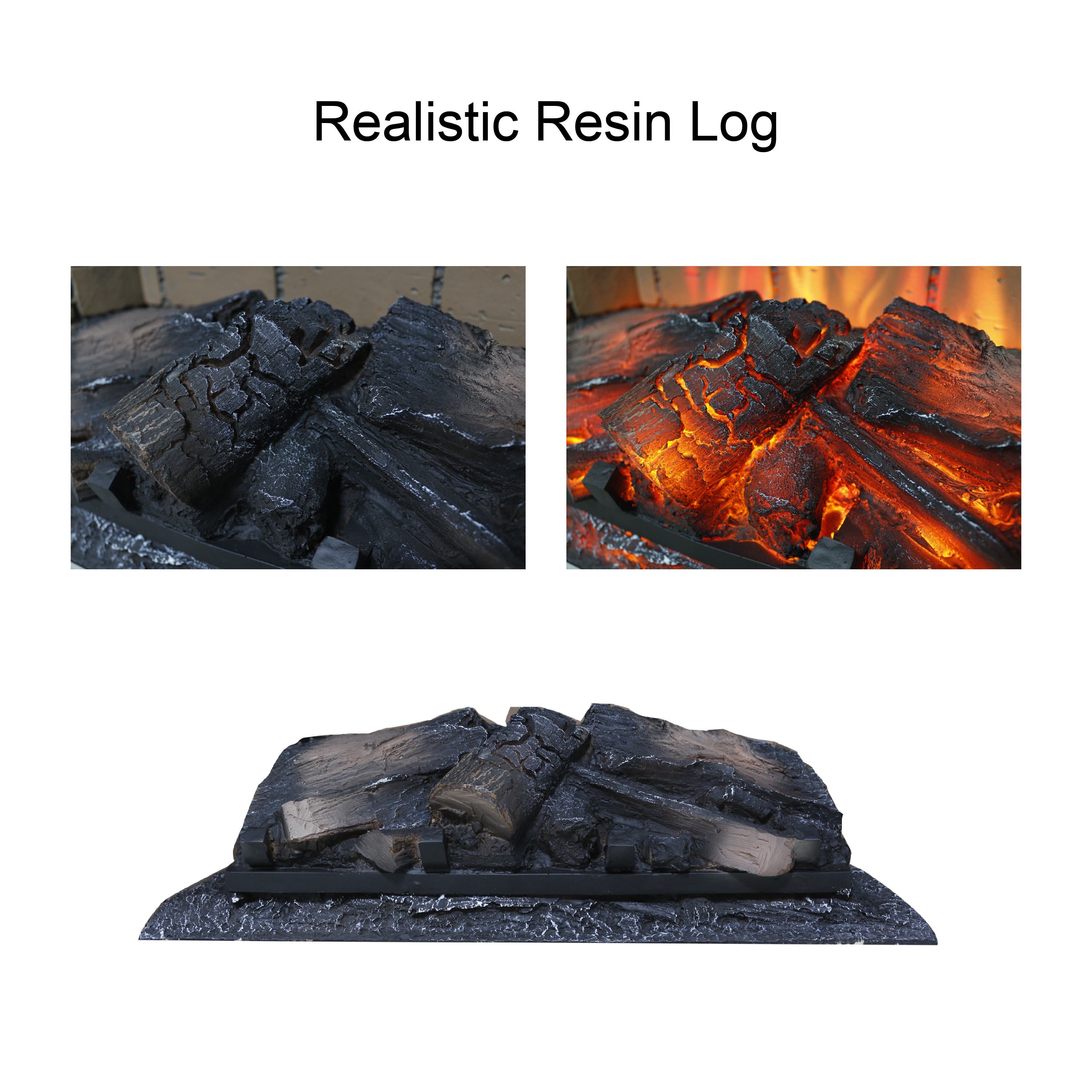 23" Infrared Quartz Heater Fireplace Insert with Realistic Flame, Adjustable Brightness, CSA/UL Certified, Antique Black